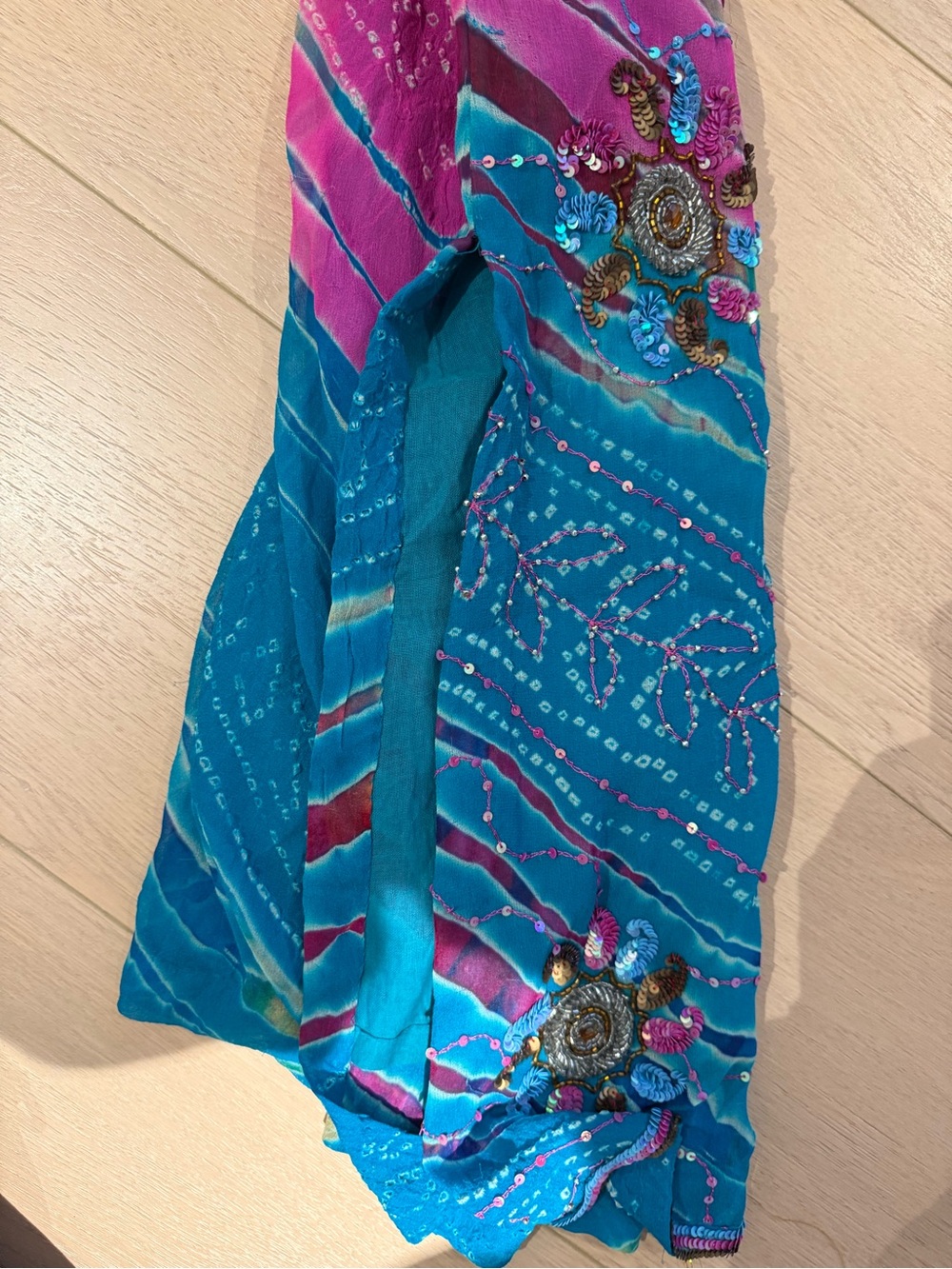 Gorgeous Silk Desi Beaded Sequin Colorful Embellished Dress Size S - Picture 10 of 11